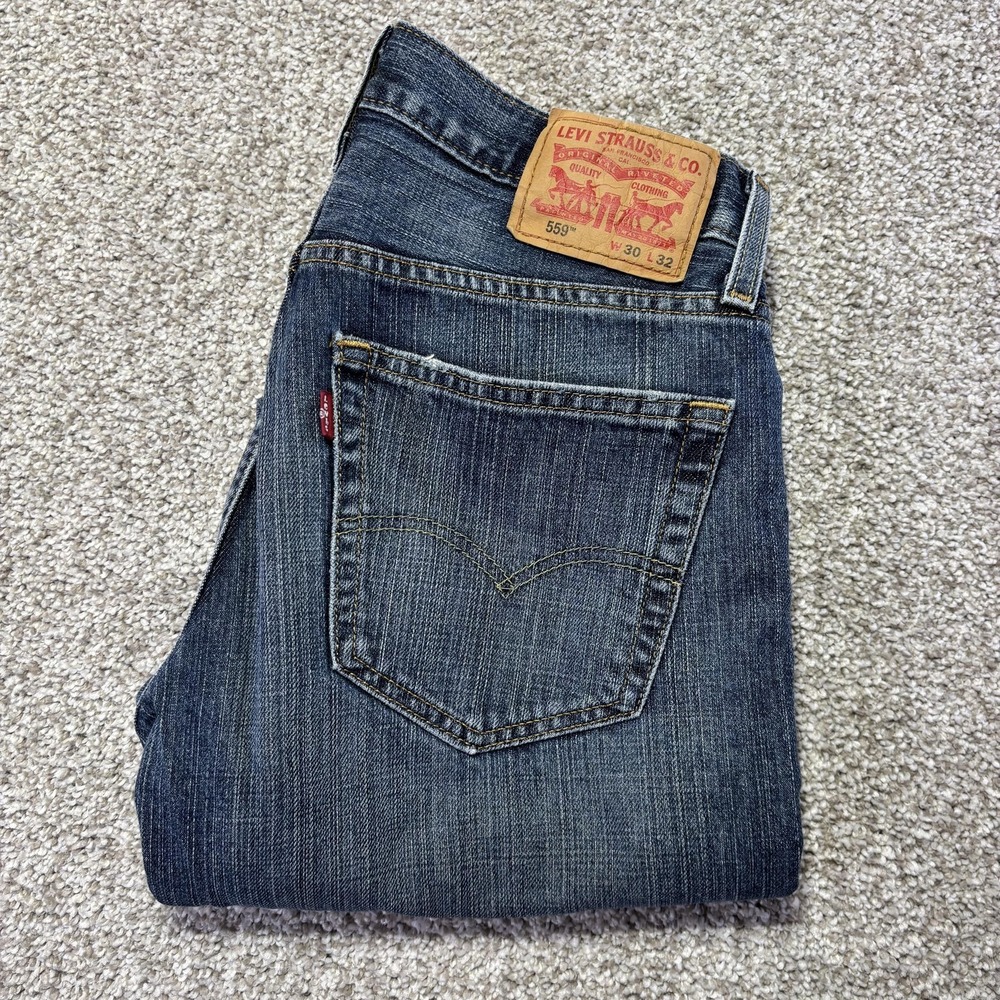 Levis 559 Jeans Mens 30x32 Blue Medium Wash Relaxed Straight Denim Pants Casual